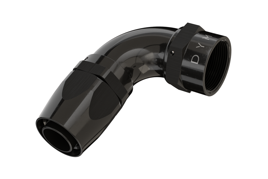 Dyme Superstrasse-C black curved crimp type hose fitting