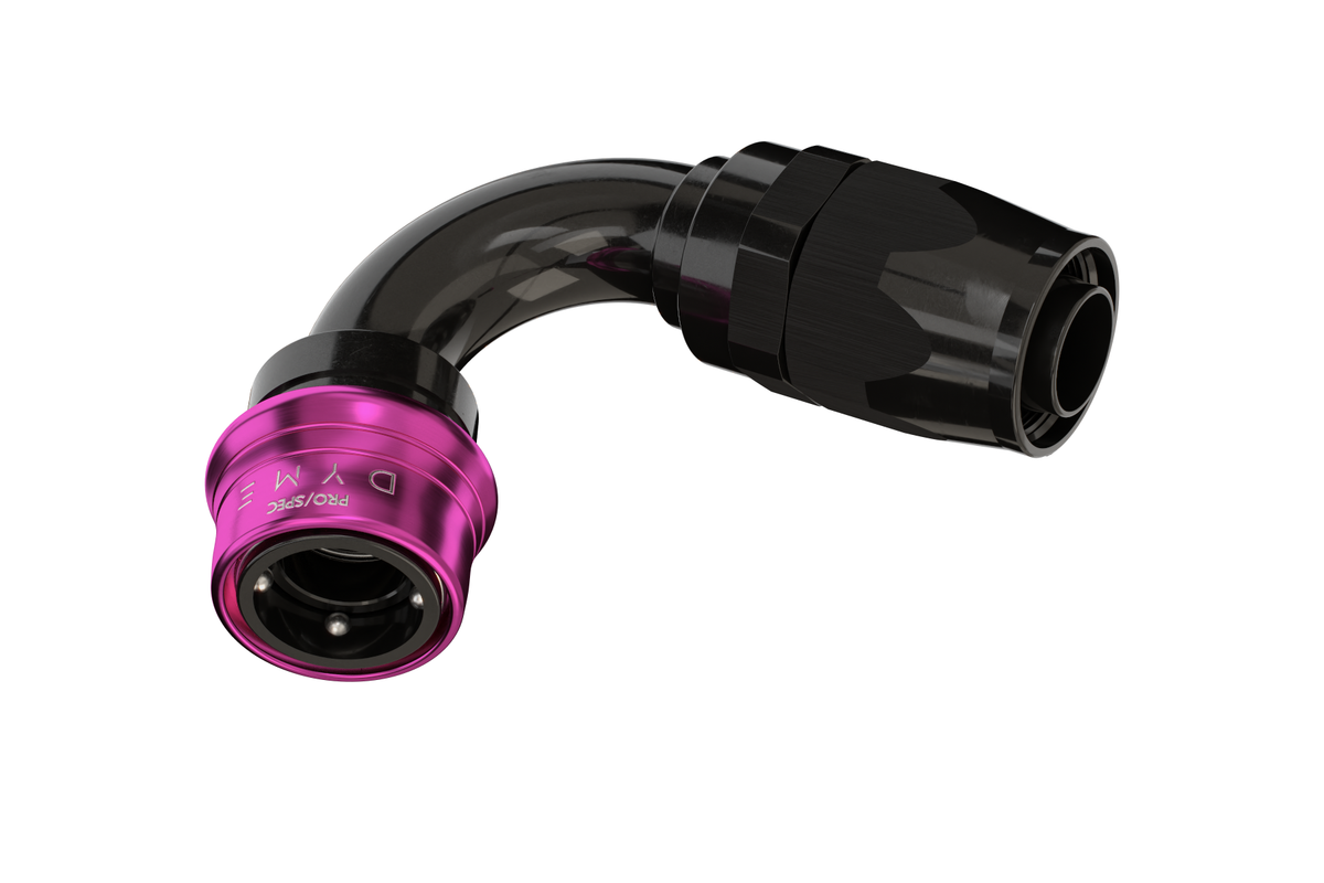 Dyme PRO/SPEC black 90-degree adapter with purple collar