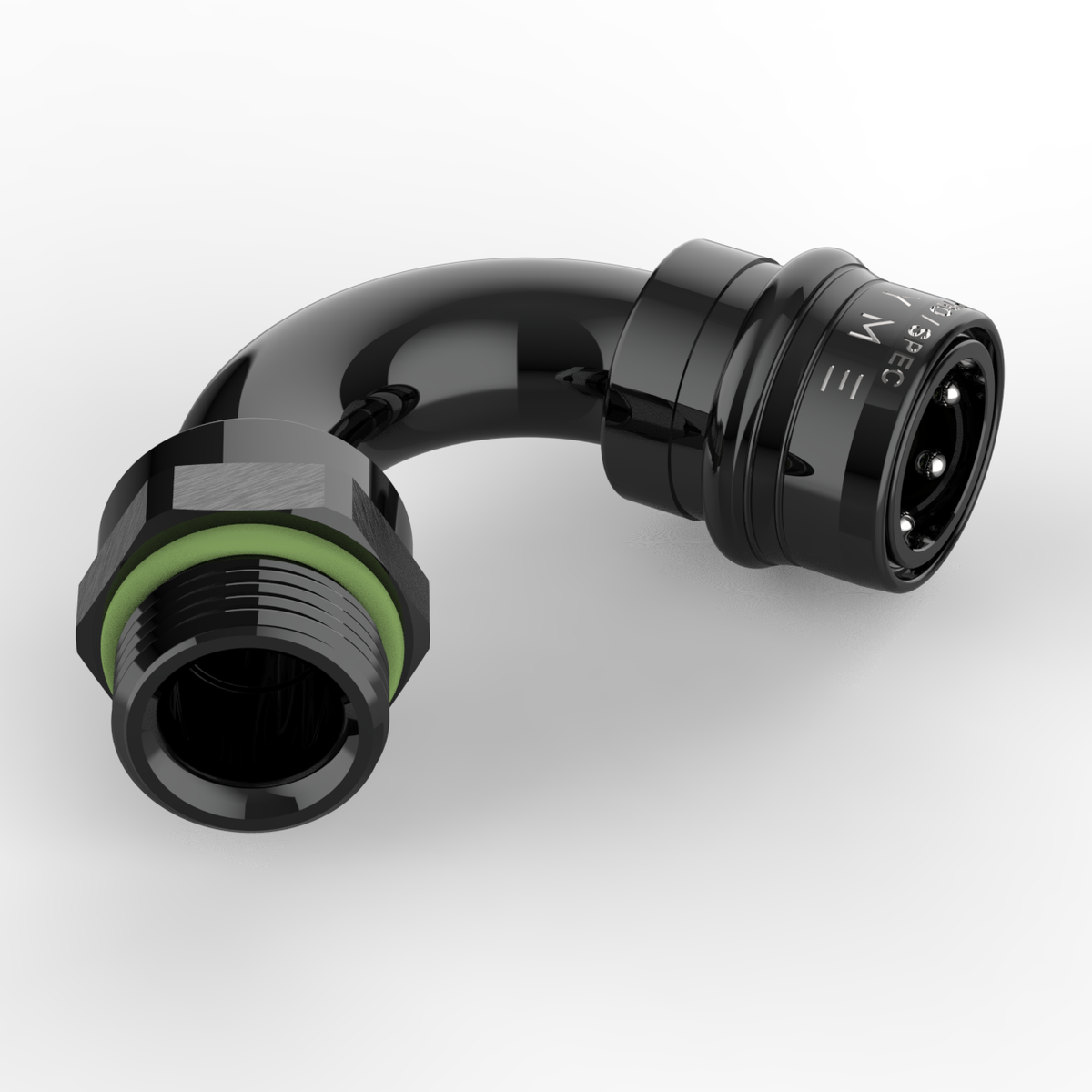 Black 90-degree Superstrasse-C hose fitting