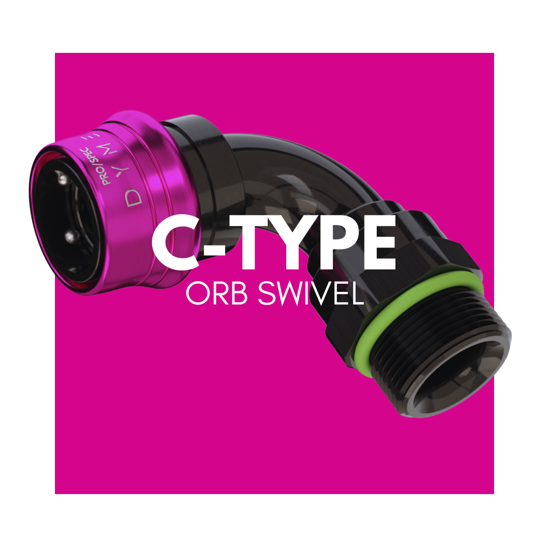 Dyme C-Type ORB Swivel crimp fitting for E85 hose.