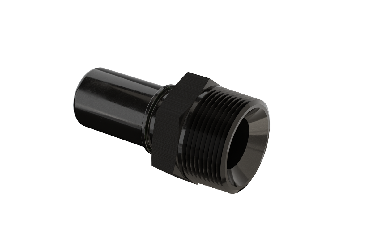 Dyme PRO/SPEC black NPT adapter with threaded end.