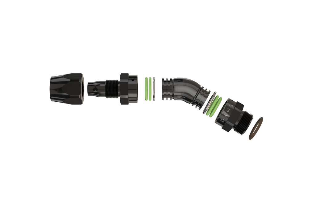 Exploded view of Dyme PRO/SPEC NPT Adapters assembly.