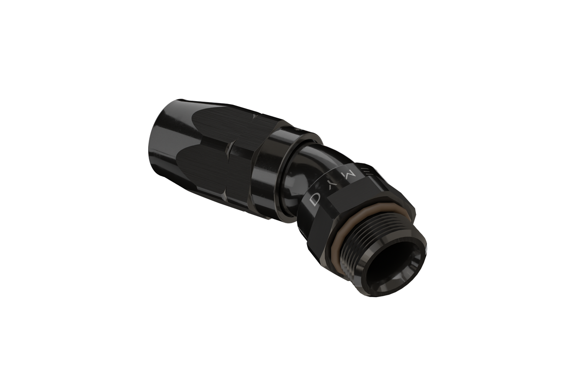 Black 45-degree Dyme PRO SPEC NPT adapter fitting