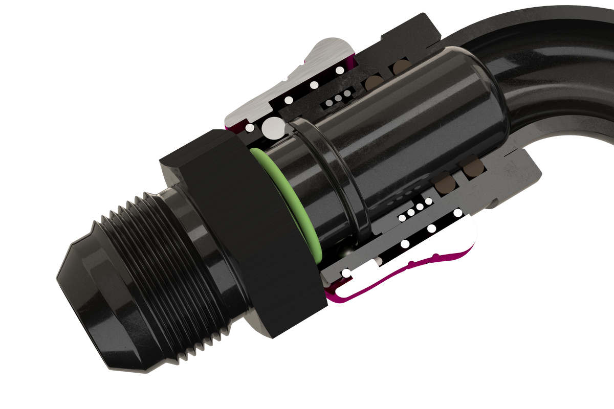 Cross-section of Dyme SUPERLEGGERA Carbon PTFE hose fitting