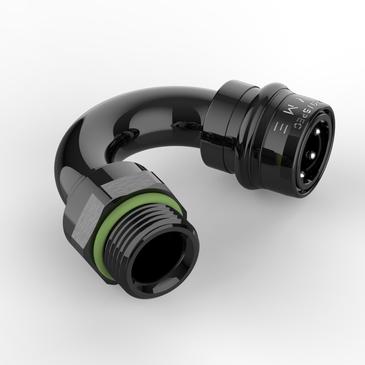 Dyme Superstrasse-C black curved crimp type hose fitting