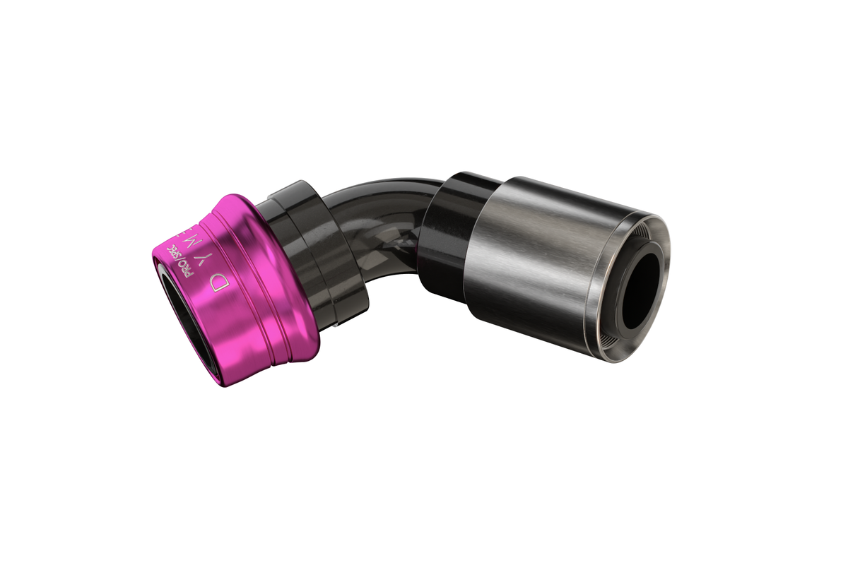 Dyme PRO/SPEC NPT Adapter with pink and black 90 degree fitting