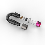 Exploded view of Dyme SUPERLEGGERA Carbon PTFE hose fitting