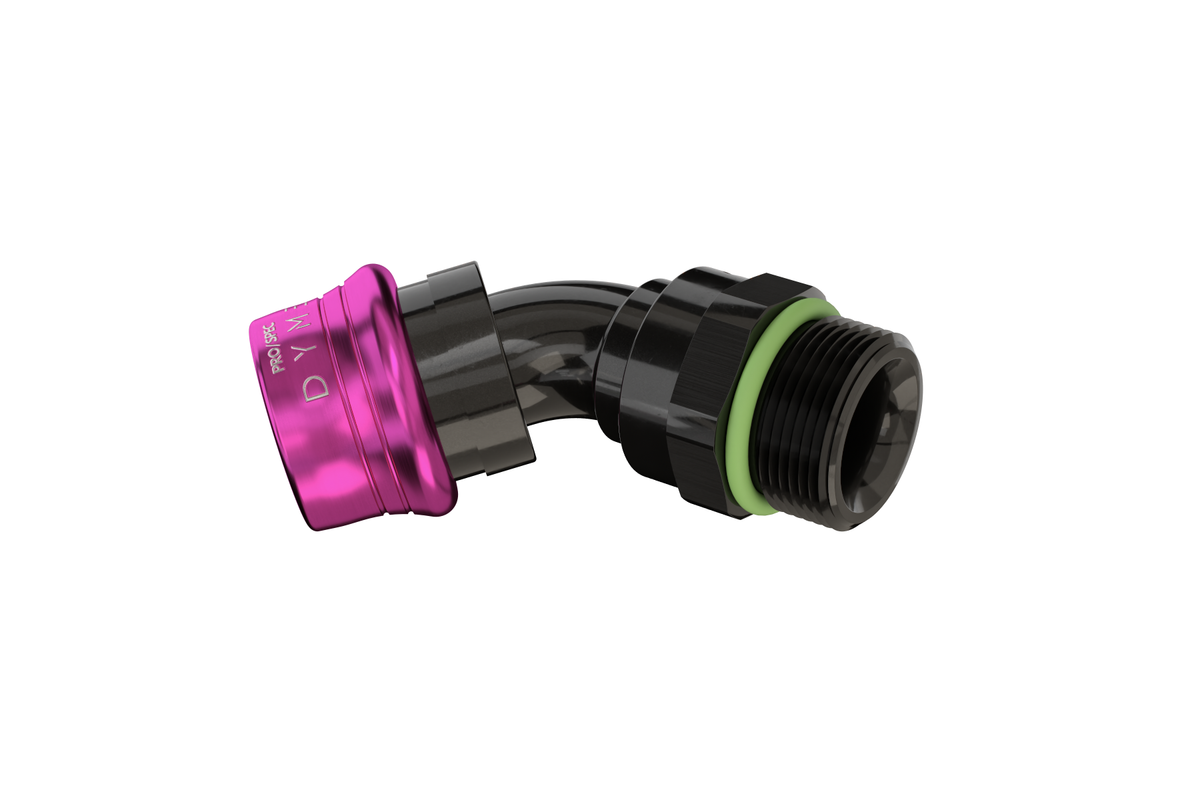 Dyme SUPERSTRASSE-C crimp type hose fitting with pink collar