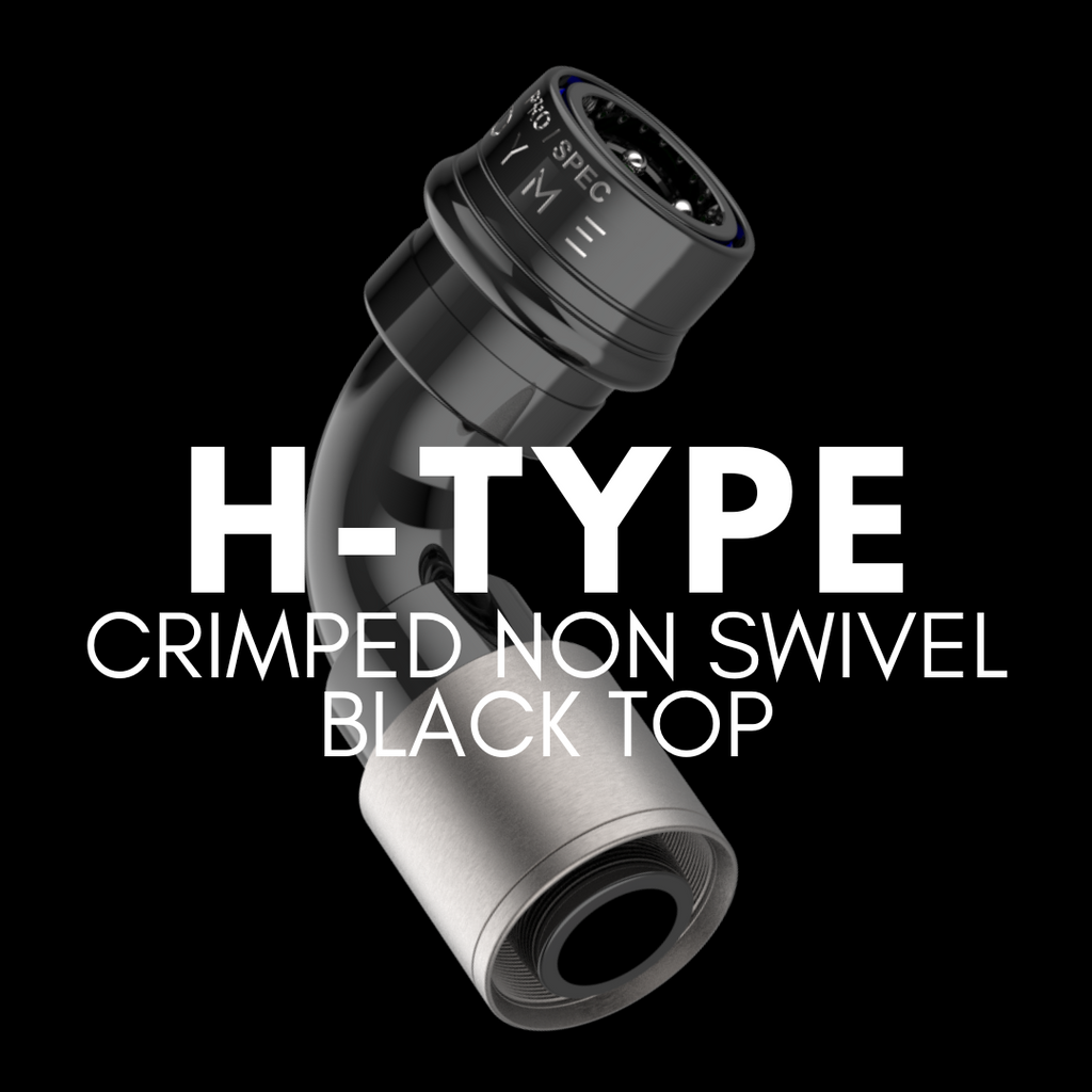 H-Type crimped non-swivel black top hose fitting