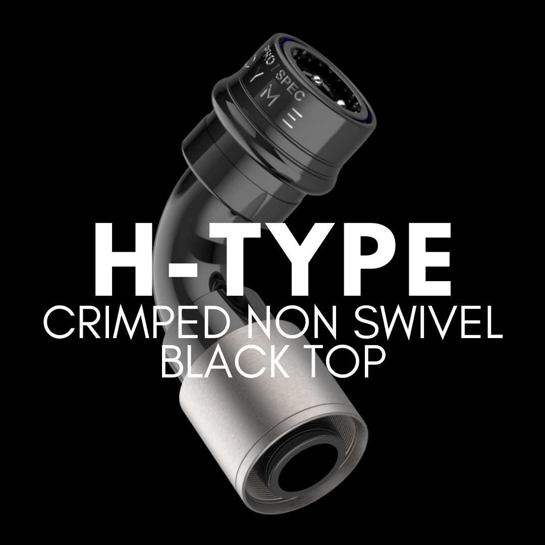 H-Type crimped non-swivel black top hose fitting