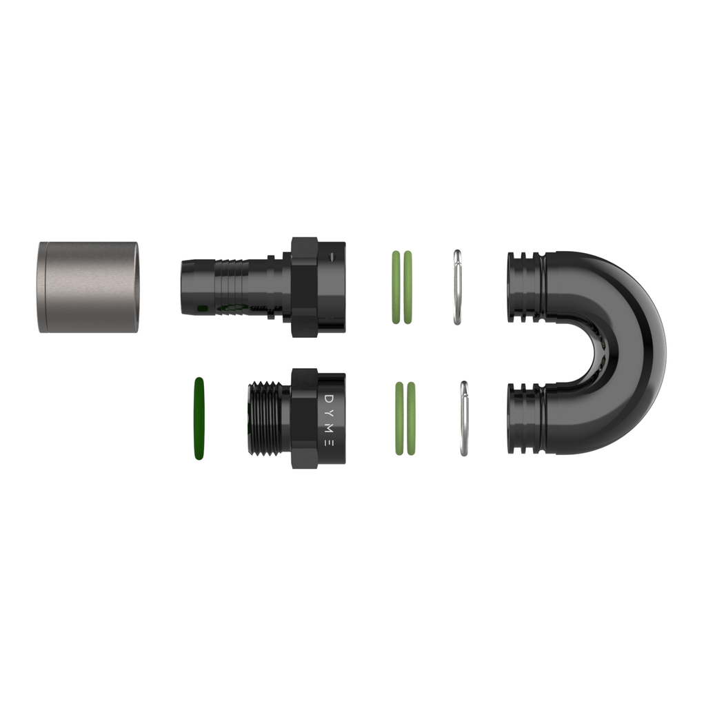 Exploded view of Dyme PRO/SPEC NPT adapters and fittings