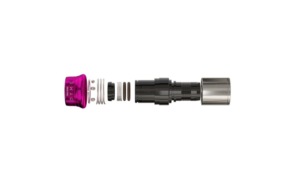 Exploded view of Dyme SUPERLEGGERA hose fitting components.