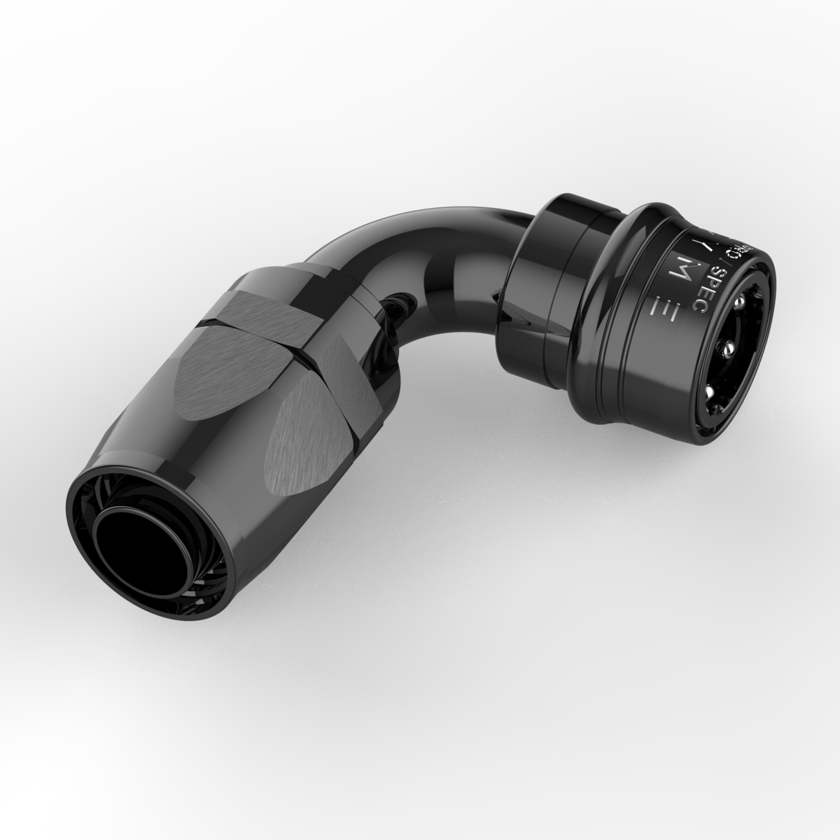 Black 90-degree Dyme SUPERLEGGERA hose fitting