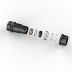 Exploded view of a Dyme PRO/SPEC NPT adapter assembly.