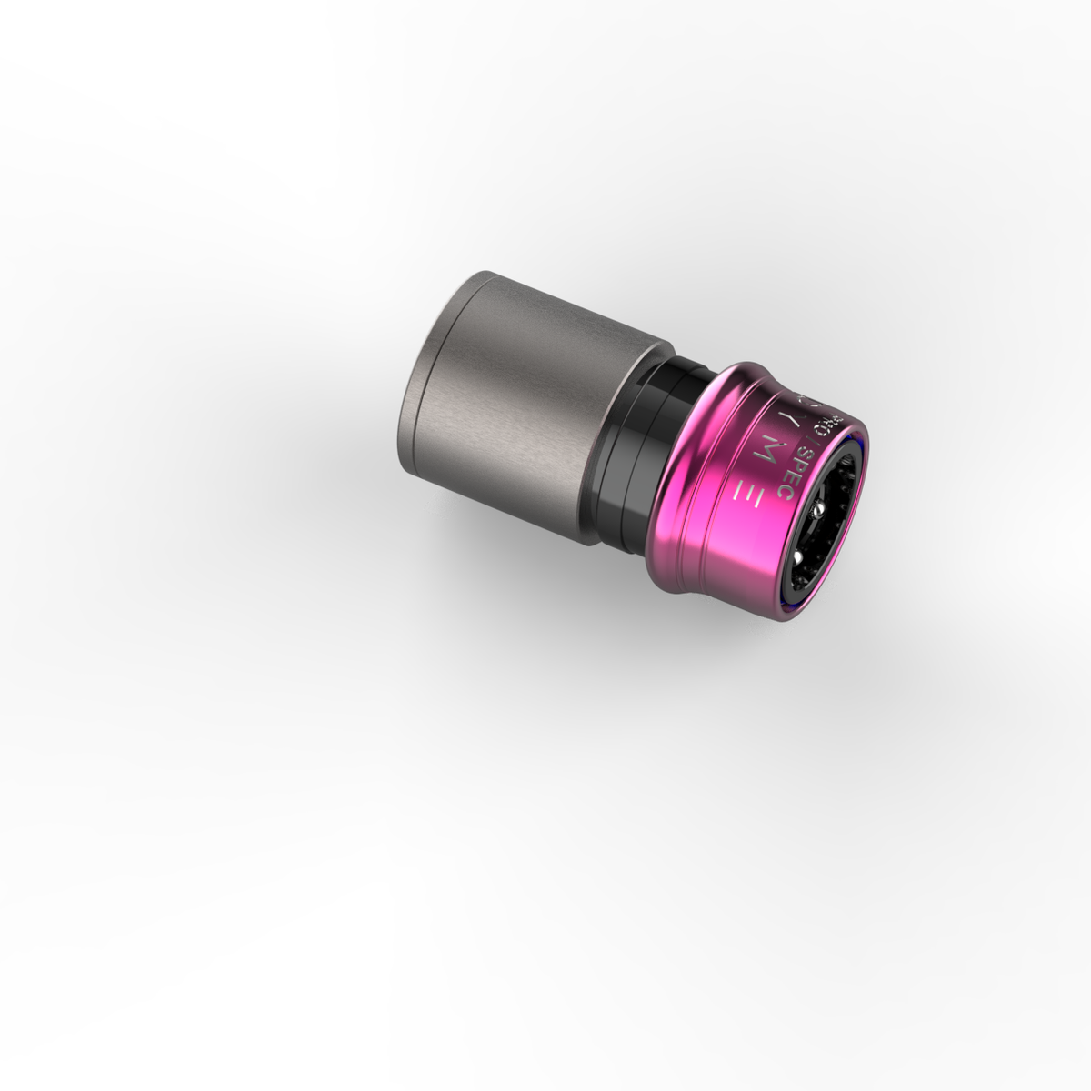 Dyme SUPERLEGGERA hose fitting with pink anodized collar