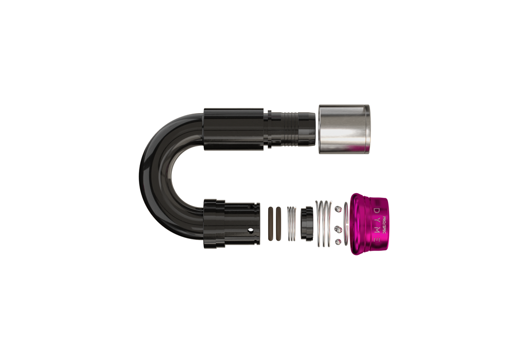 Exploded view of Dyme SUPERLEGGERA hose fitting components.