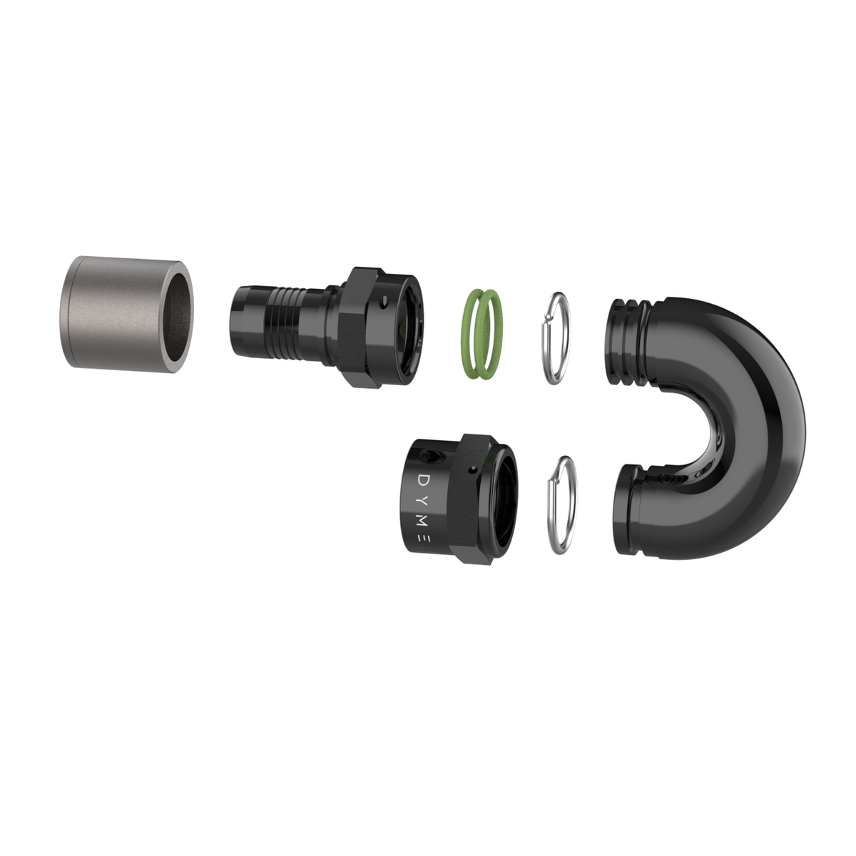 Exploded view of Dyme PRO/SPEC NPT Adapters and fittings.