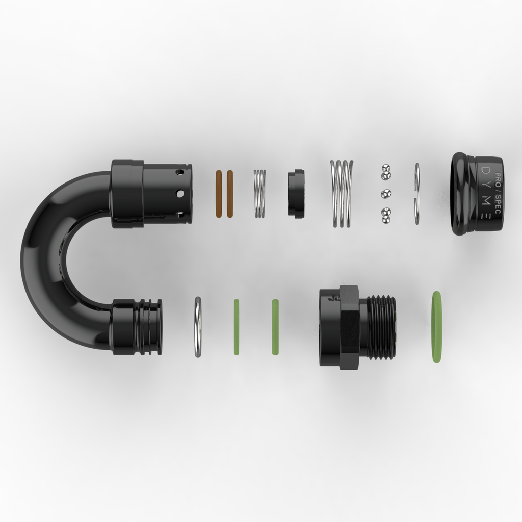 Exploded view of Dyme SUPERSTRASSE-C hose crimp fittings