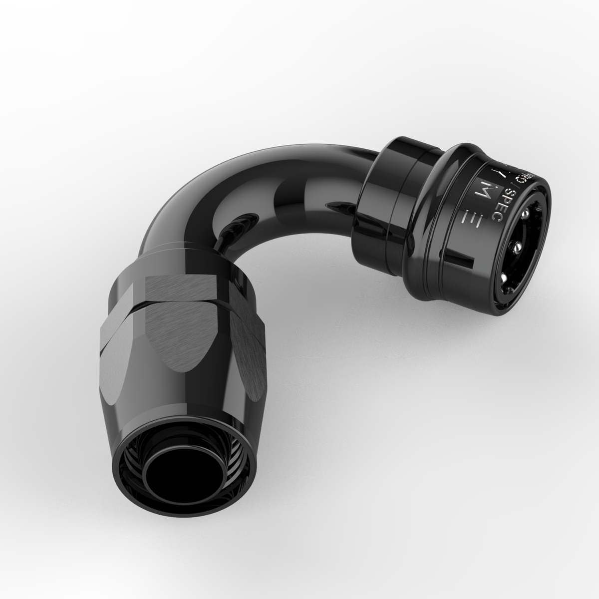 Dyme SUPERLEGGERA 90-degree black carbon PTFE hose fitting