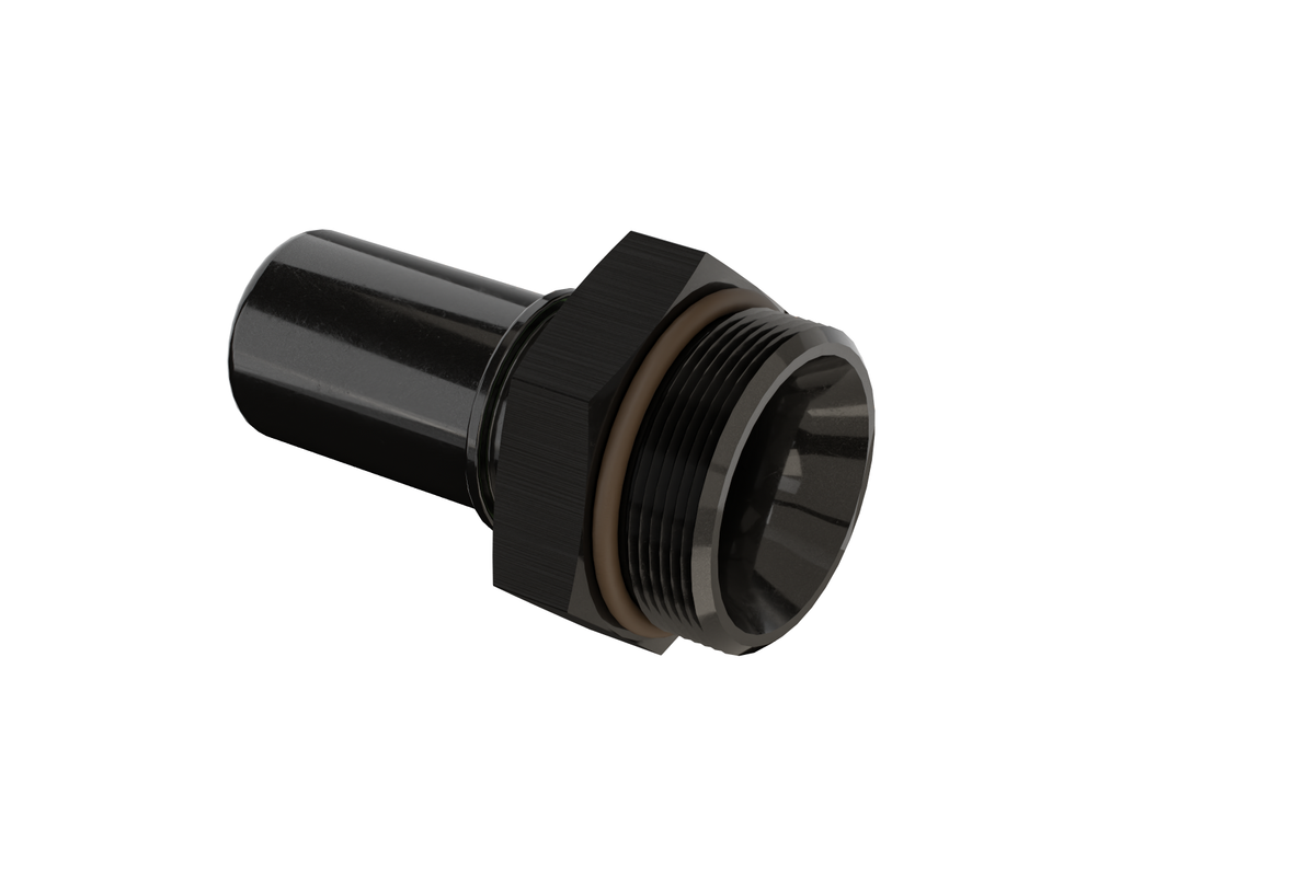 Dyme PRO/SPEC black NPT adapter with O-ring seal.