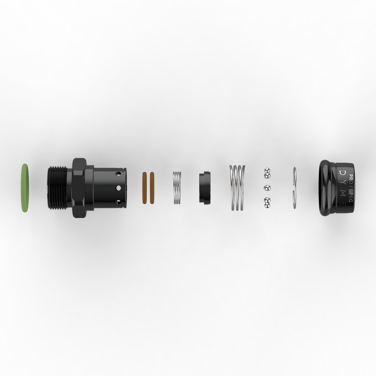 Exploded view of Dyme SUPERSTRASSE-C crimp type hose fitting