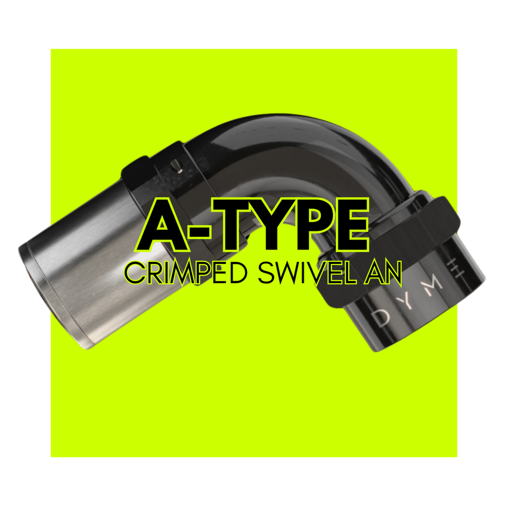 Dyme A-TYPE Crimped Swivel AN fitting for E85 hose.