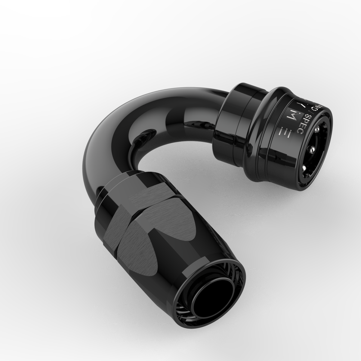 Dyme SUPERLEGGERA black 180-degree hose end fitting
