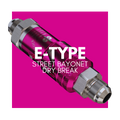 E-TYPE Street Bayonet Dry Break fitting on pink background