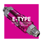 E-TYPE Street Bayonet Dry Break fitting on pink background