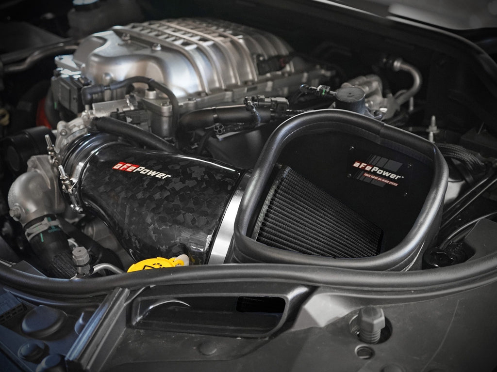 aFe Track Series Forged Carbon Fiber Cold Air Intake System w/ Black Pro 5R Filter - Dodge Durango SRT Hellcat 2021-2026