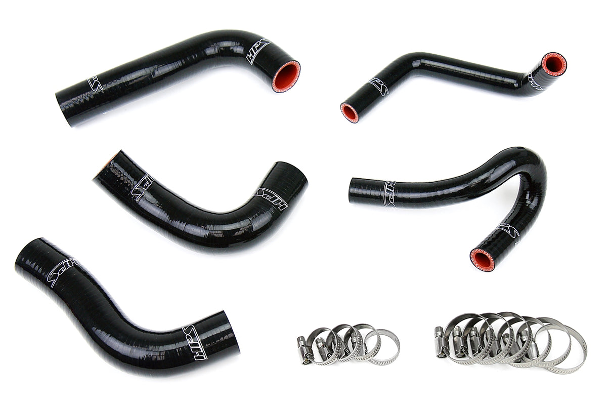 HPS Performance High Temp Reinforced Silicone Radiator and Heater Coolant Hose Kit Black 57-1412-BLK