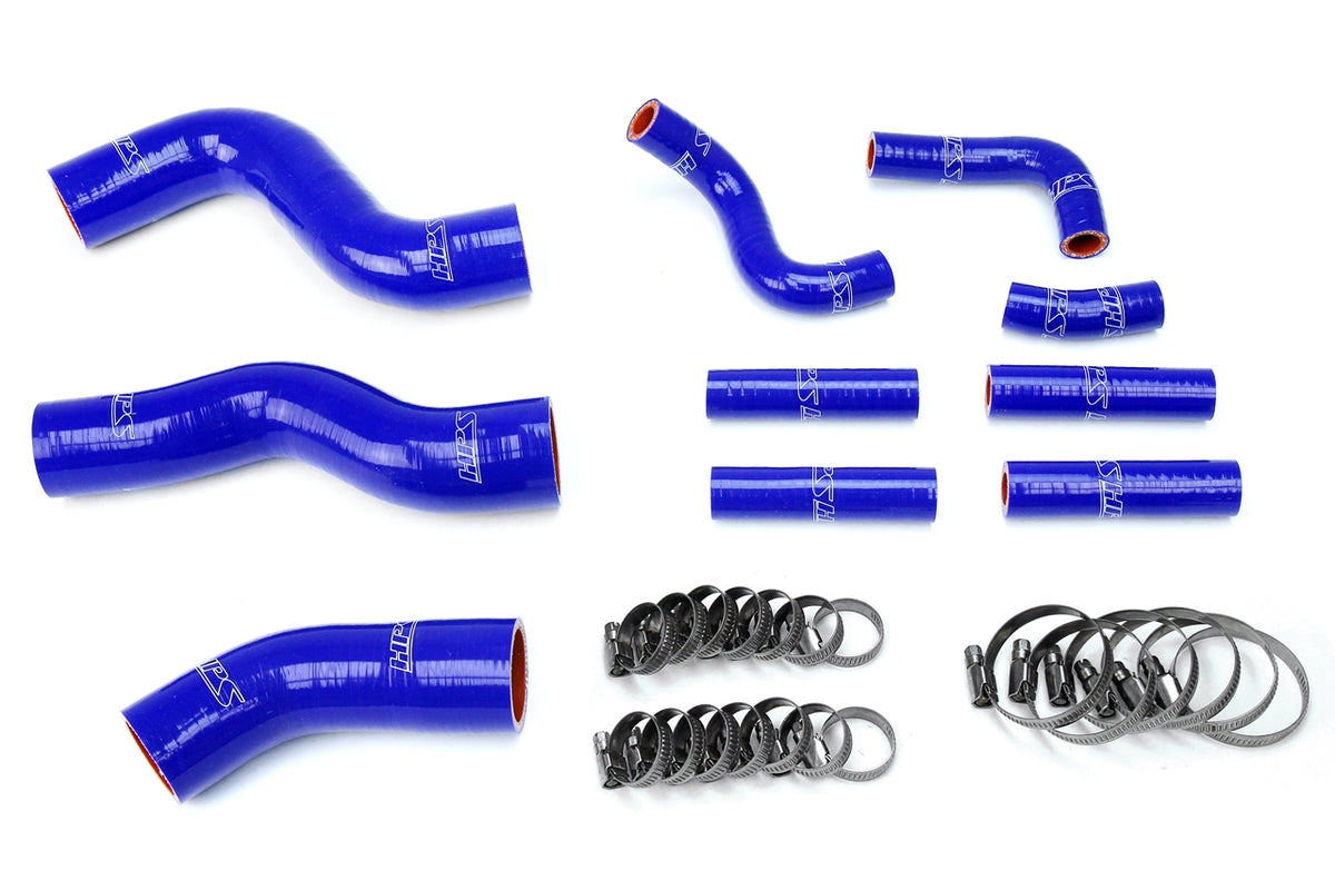 HPS Performance High Temp Reinforced Silicone Radiator and Heater Coolant Hose Kit Blue 57-1441-BLUE