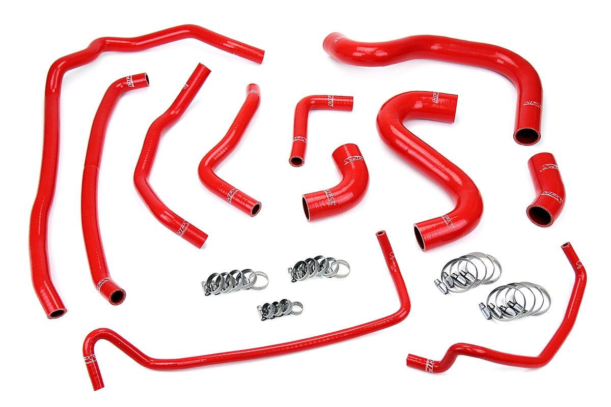 HPS Performance High Temp Reinforced Silicone Radiator and Heater Coolant Hose Kit Red 57-1502-RED