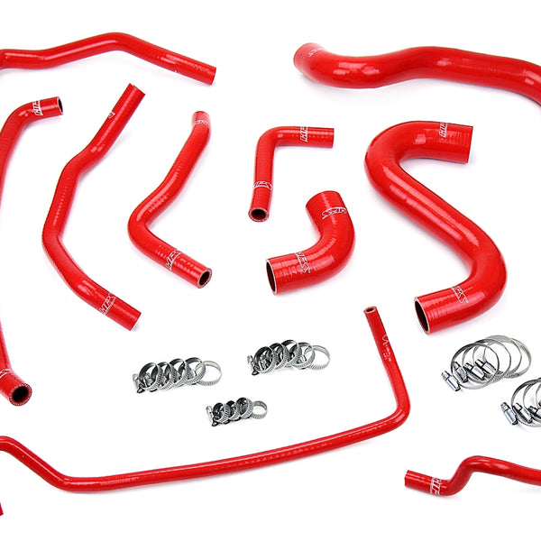 HPS Performance High Temp Reinforced Silicone Radiator and Heater Coolant Hose Kit Red 57-1502-RED