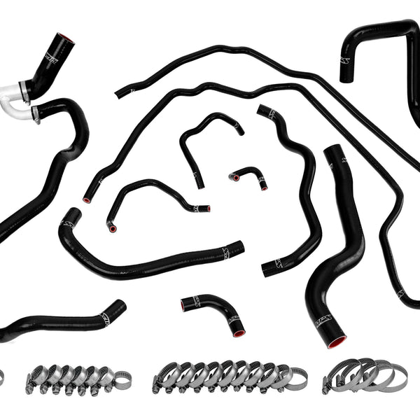HPS Performance High Temp Reinforced Silicone Radiator and Heater Coolant Hose Kit Black 57-1511-BLK