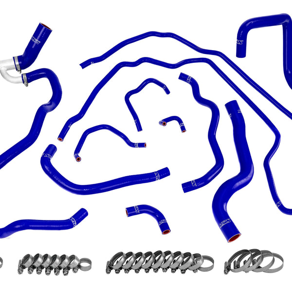 HPS Performance High Temp Reinforced Silicone Radiator and Heater Coolant Hose Kit Blue 57-1511-BLUE