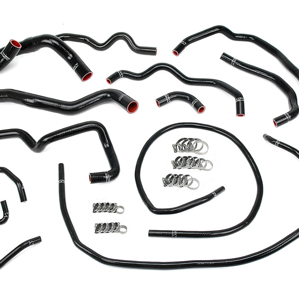 HPS Performance High Temp Reinforced Silicone Radiator and Heater Coolant Hose Kit Black 57-1512-BLK