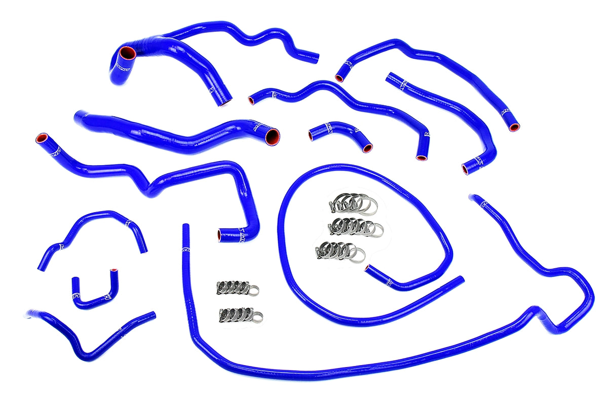 HPS Performance High Temp Reinforced Silicone Radiator and Heater Coolant Hose Kit Blue 57-1512-BLUE