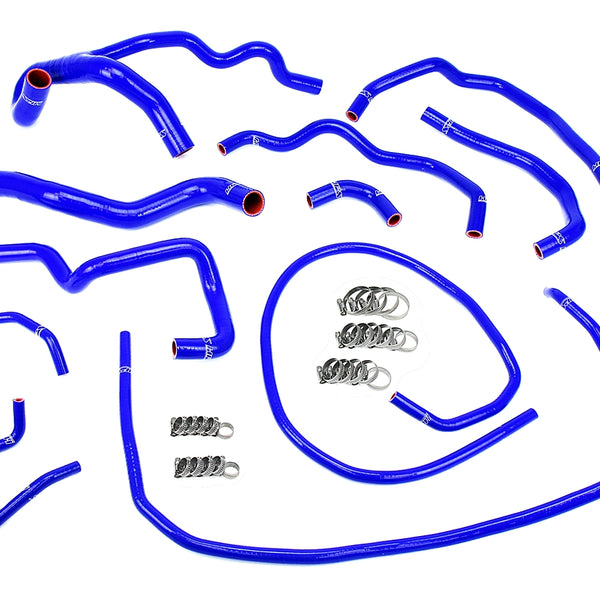 HPS Performance High Temp Reinforced Silicone Radiator and Heater Coolant Hose Kit Blue 57-1512-BLUE