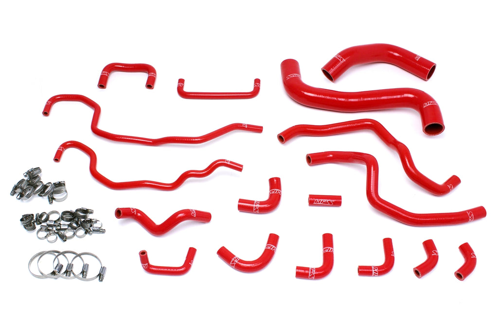 HPS Performance High Temp Reinforced Silicone Radiator and Heater Coolant Hose Kit Red 57-1516-RED