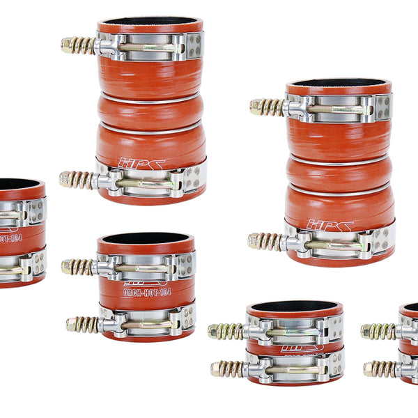 HPS Performance Ultra High Temp Aramid Reinforced Silicone Intercooler Hose Boots Kit Orange 57-1539