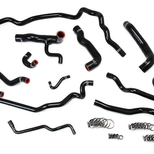 HPS Performance High Temp Reinforced Silicone Radiator and Heater Coolant Hose Kit Black 57-1552-BLK