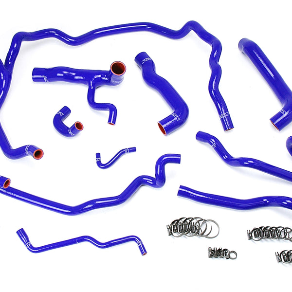 HPS Performance High Temp Reinforced Silicone Radiator and Heater Coolant Hose Kit Blue 57-1552-BLUE