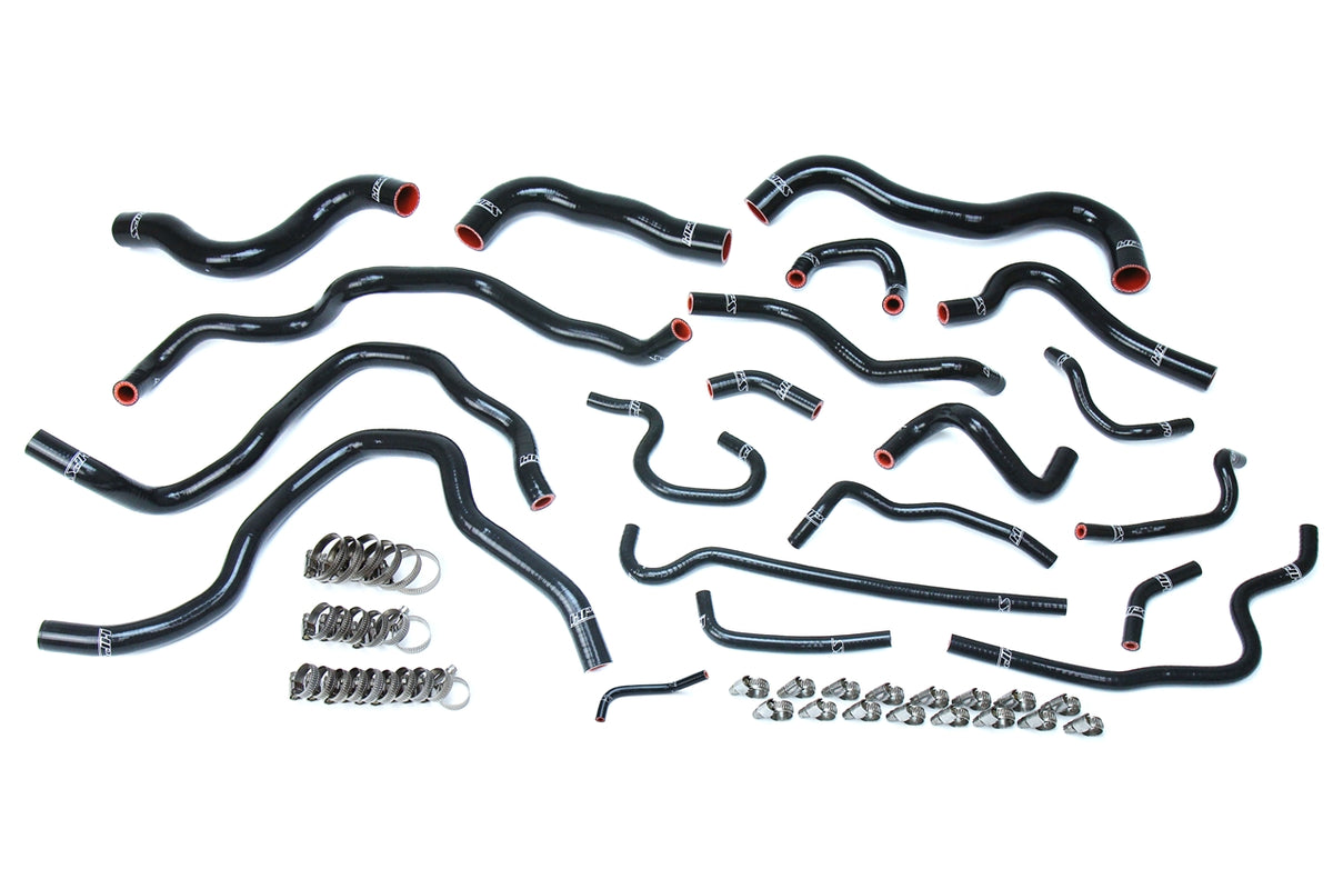 HPS Performance High Temp Reinforced Silicone Radiator and Heater Coolant Hose Kit Black 57-1607-BLK