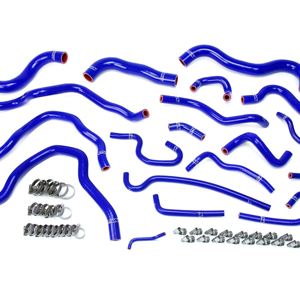 HPS Performance High Temp Reinforced Silicone Radiator and Heater Coolant Hose Kit Blue 57-1607-BLUE