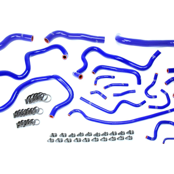 HPS Performance High Temp Reinforced Silicone Radiator and Heater Coolant Hose Kit Blue 57-1608-BLUE