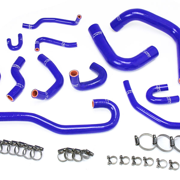 HPS Performance High Temp Reinforced Silicone Radiator and Heater Coolant Hose Kit Blue 57-1656-BLUE