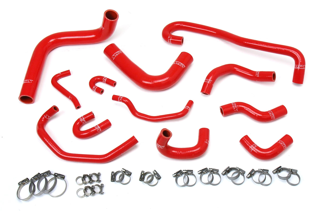 HPS Performance High Temp Reinforced Silicone Radiator and Heater Coolant Hose Kit Red 57-1656-RED