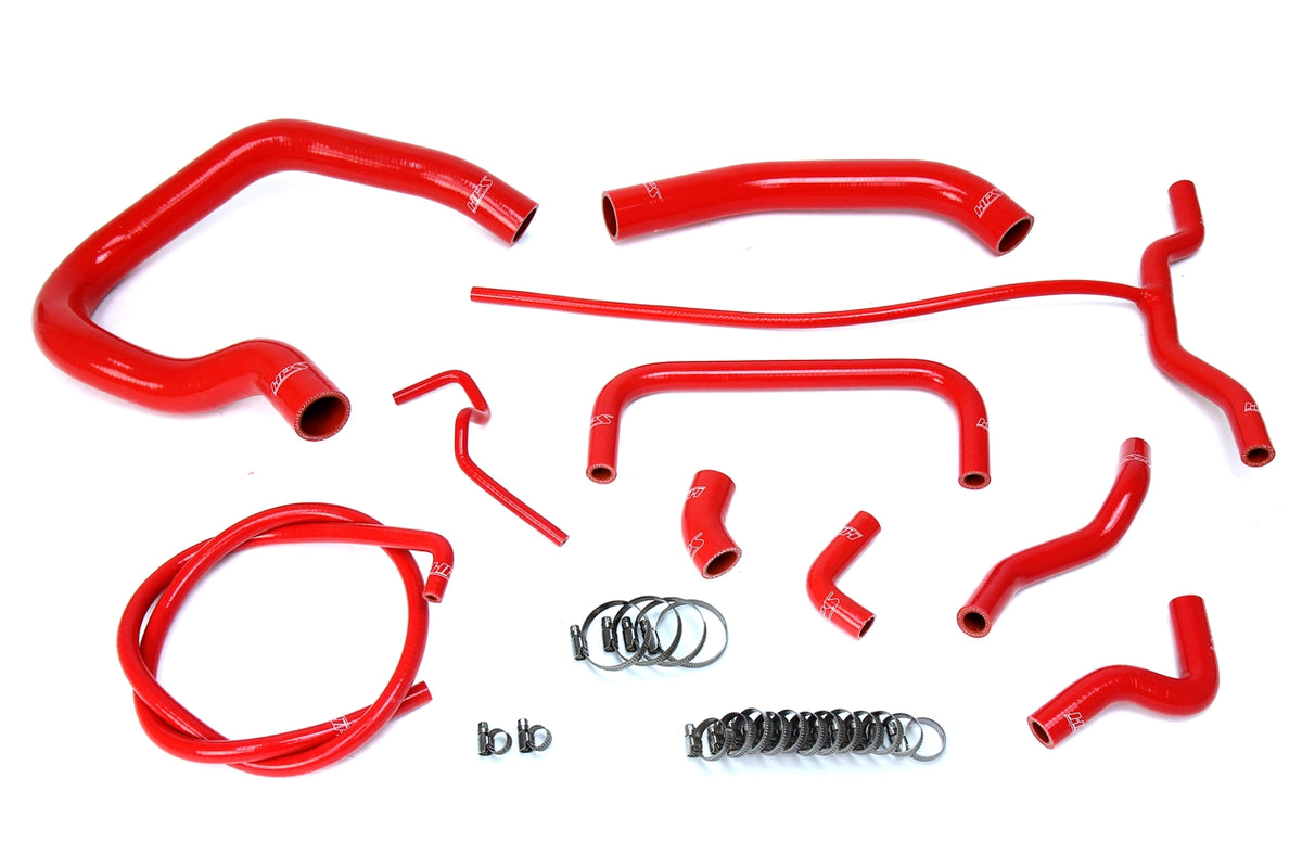 HPS Performance High Temp Reinforced Silicone Radiator and Heater Coolant Hose Kit Red 57-1661-RED