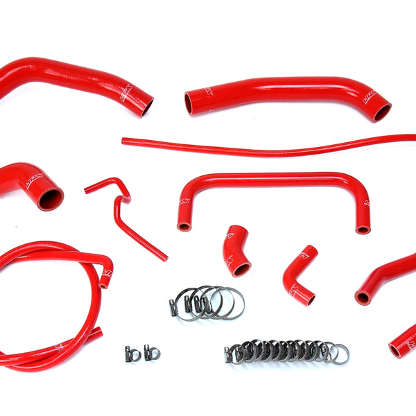 HPS Performance High Temp Reinforced Silicone Radiator and Heater Coolant Hose Kit Red 57-1661-RED
